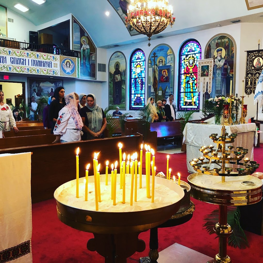 Prayer candles inside the church